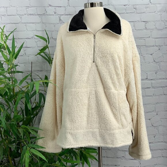 Umgee Tops - Umgee Cream Sherpa Oversized Fully Lined Pullover